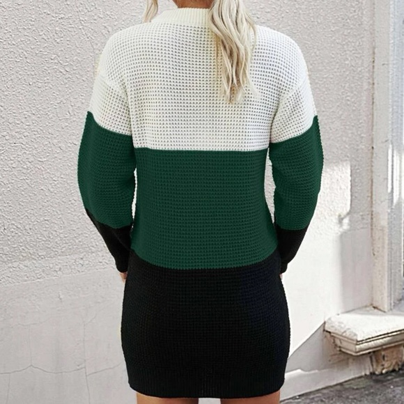 Color Block Button Sweater Dress - Picture 3 of 4